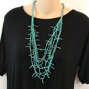 Sea green layered statement necklace with beads